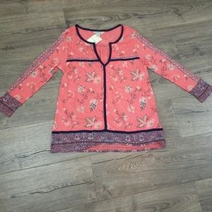 NWT Lucky Brand Floral Border Top
